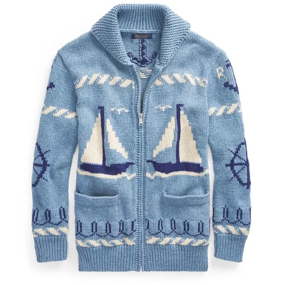COPY - Polo Ralph Lauren Cotton Sailboat Shawl Sweater - Unisex - Picture 7 of 7